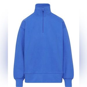Aritzia TNA Cozy fleece boyfriend 1/4 zip sweatshirt Color Jazz Blue Size 2XS
